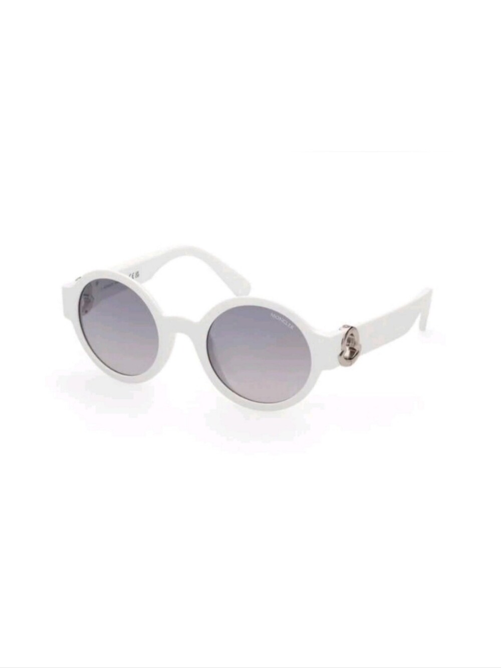 Moncler White Round Silver Emblem Women Sunglasses Eyewear